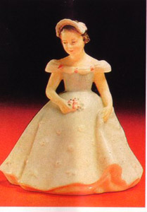 * Bridesmaid, HN 2196,  $75.00, Blue,  Royal Doulton