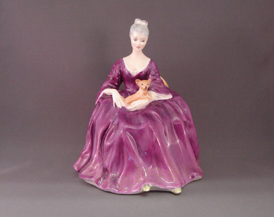 * Charlotte, HN 2421, $175.00, purple seated, Royal Doulton 