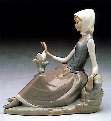 Lladró:  Shepherdress With Dove,